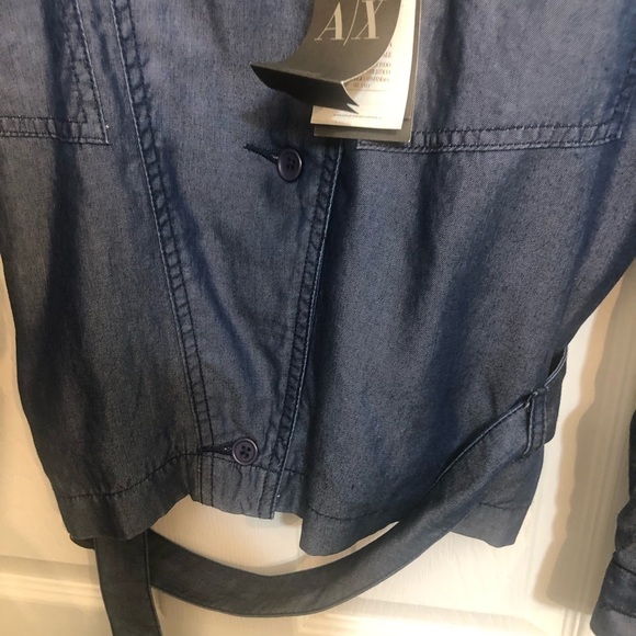 Armani Exchange AX small blue belted Jean jacket zipper & buckles NWT - Picture 9 of 10